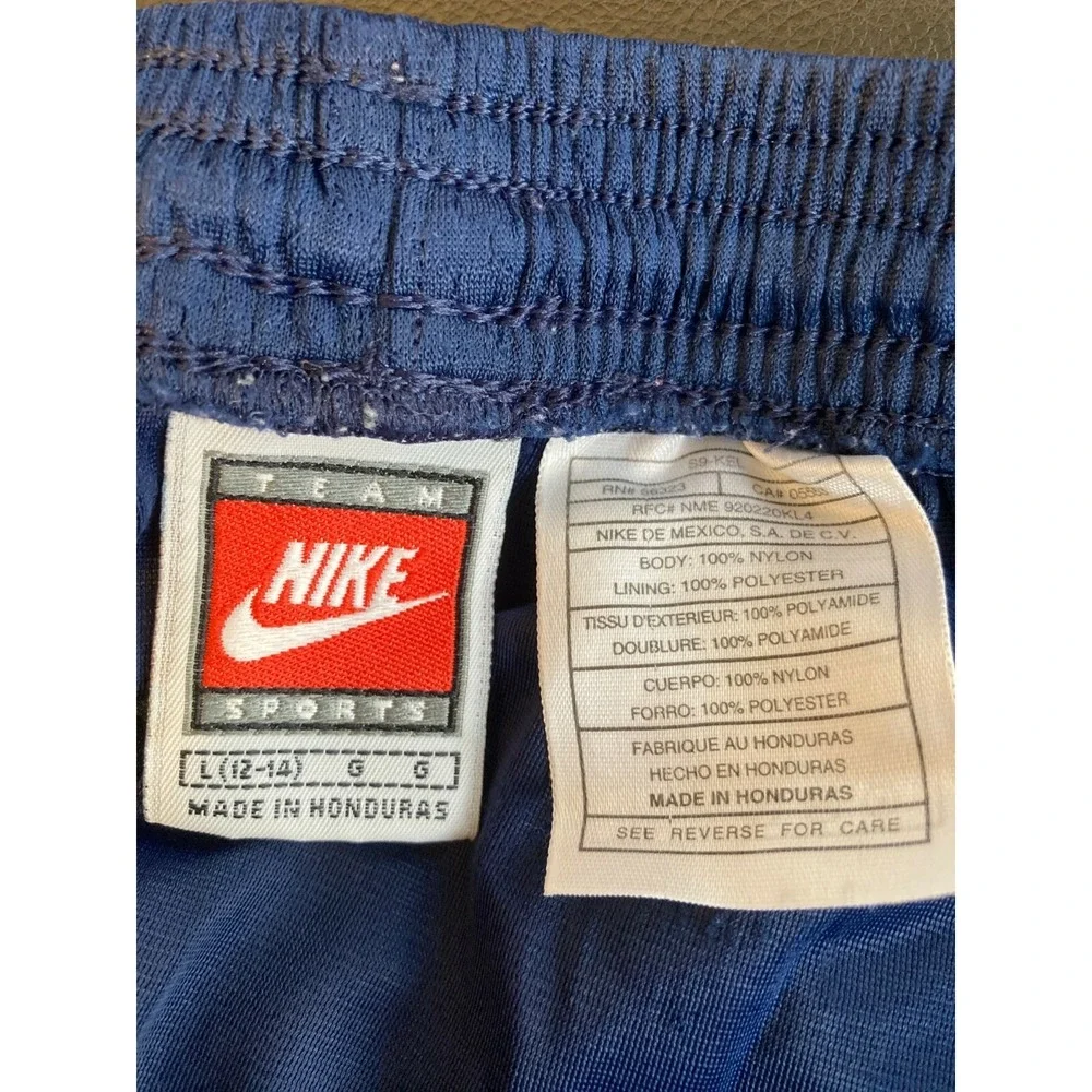 Vintage Nike Youth Shorts Large (12-14) Navy Blue Nylon Mesh Trunks #2105